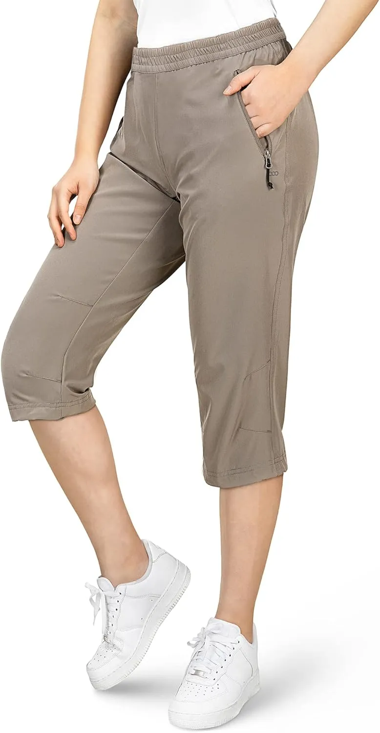 33,000ft Women's Capri Golf Pants Casual Quick Dry UPF 50  Lightweight Stretch Cargo Hiking Pants with Pockets
