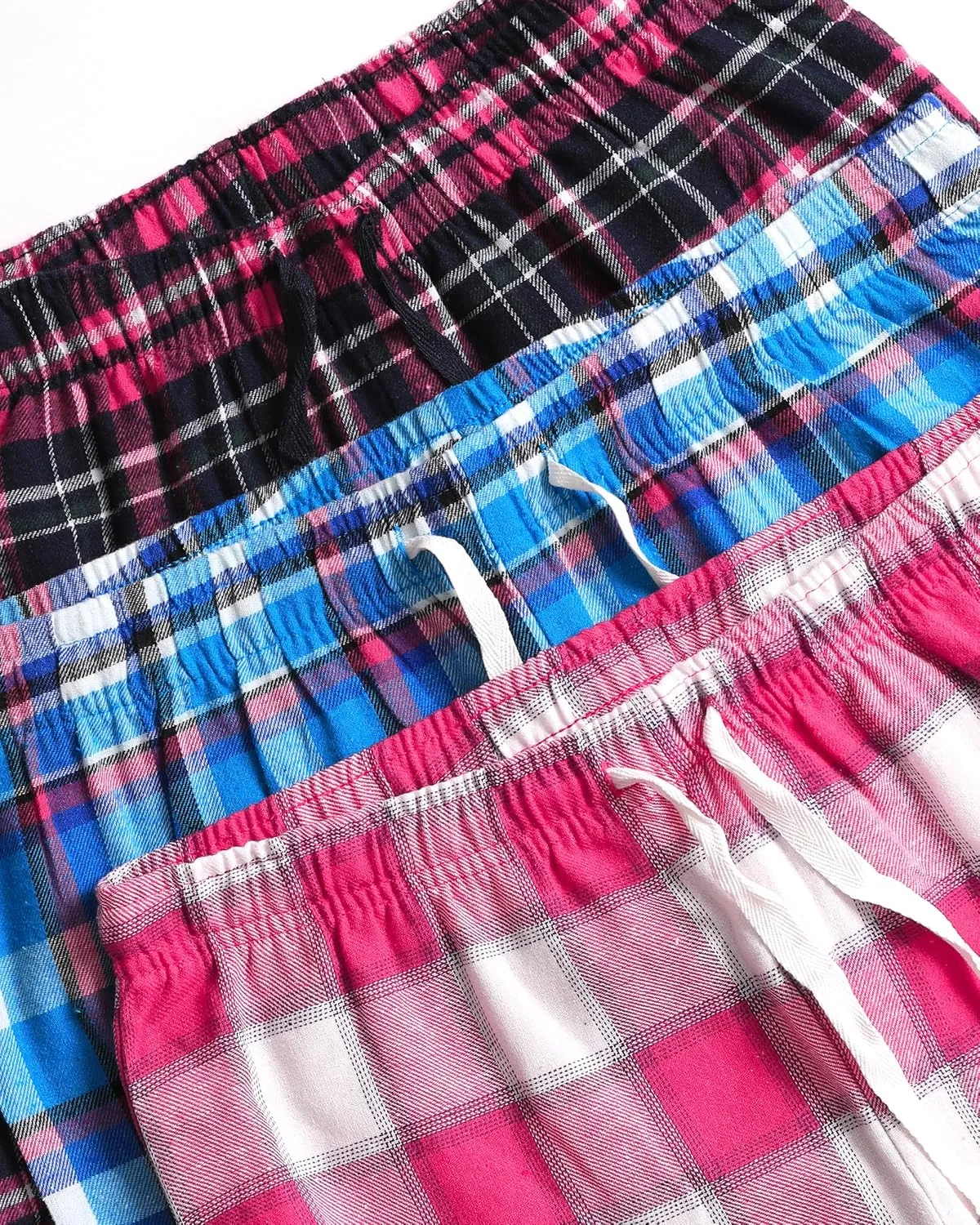 Active Club 3 Pack Cotton-Blend Flannel Pajama Pants for Women, Flannel Plaid PJ Pants for Women for Sleep and Lounge (S-2X)