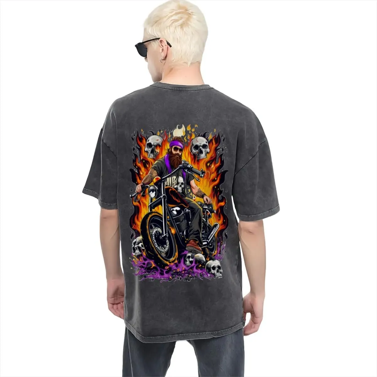 American Route 66 Classic Two Sides Retro Short Sleeve Shirt Men's Round Neck Sports T-Shirt