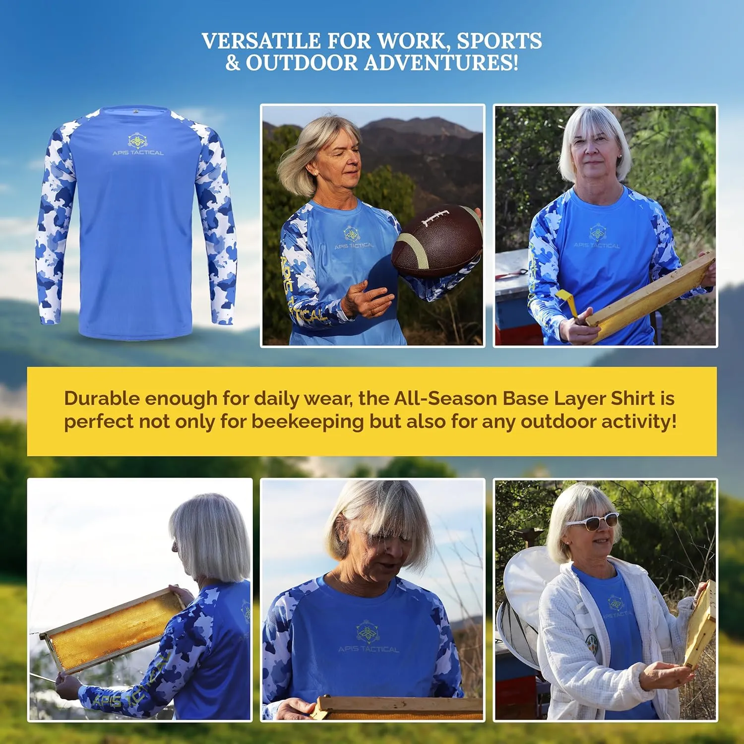 Apis Tacical - All-Season Base Layer - Mens Undershirts for Beekeeping & Outdoors - Moisture-Wicking Long Sleeve Undershirt