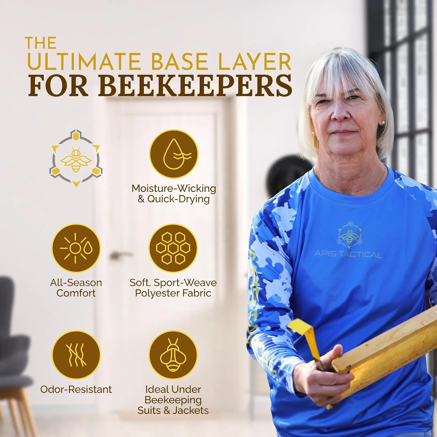 Apis Tacical - All-Season Base Layer - Mens Undershirts for Beekeeping & Outdoors - Moisture-Wicking Long Sleeve Undershirt