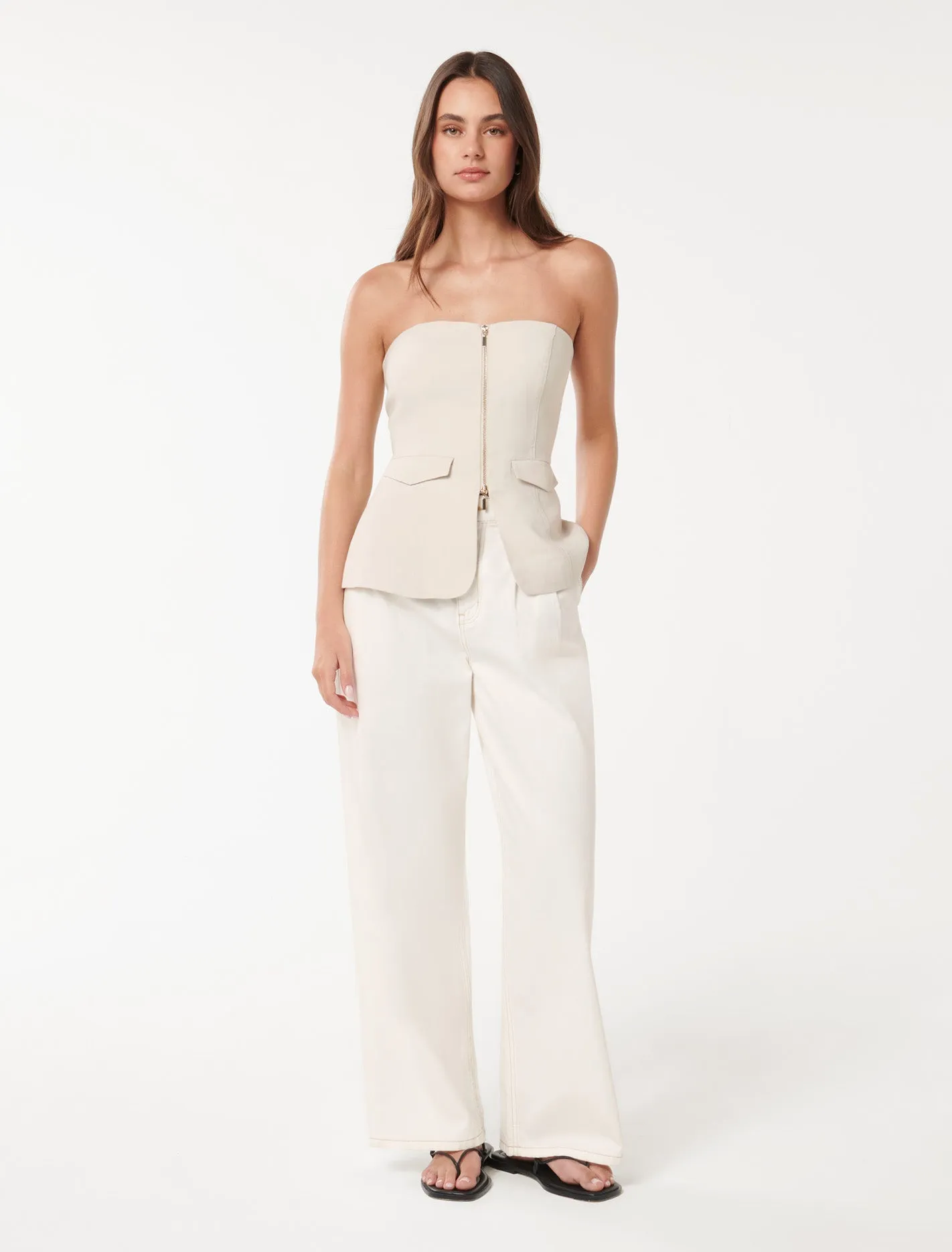 Ava Zip Front Bustier Top