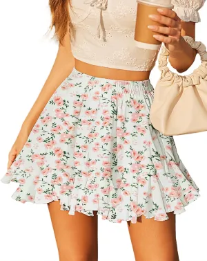 Avidlove Women's Pleated Skater Skirt Basic Casual High Waisted Ruffles Flared Mini Lingerie Skirts