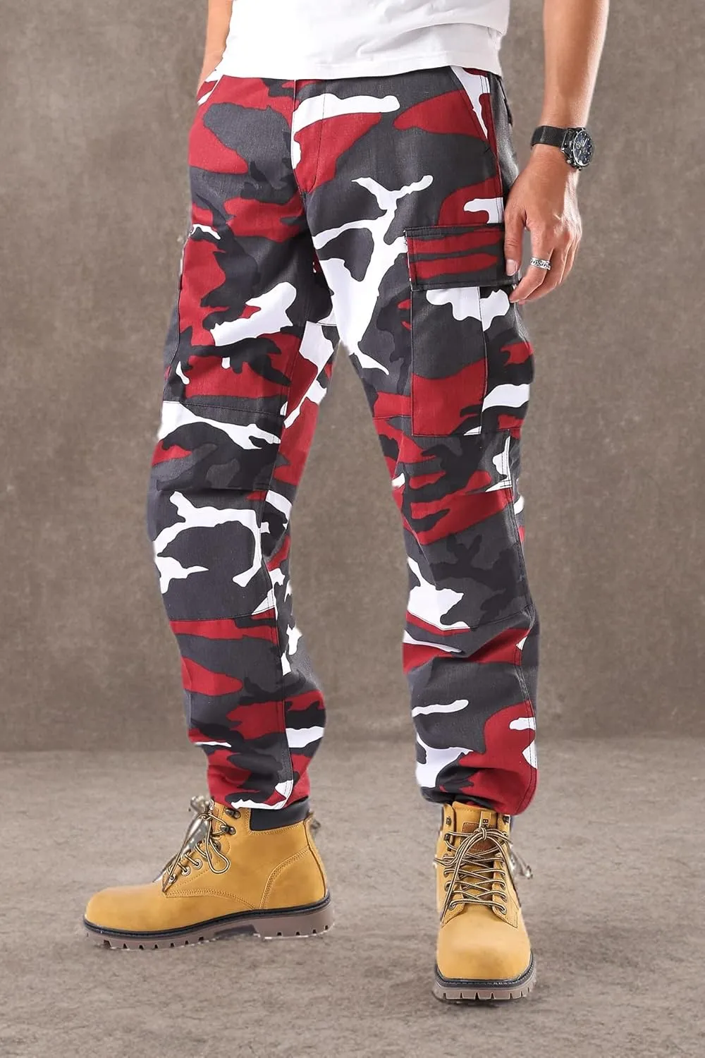 BACKBONE Mens Casual Camouflage Cargo Pants Army Military BDU Pants