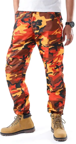 BACKBONE Mens Casual Camouflage Cargo Pants Army Military BDU Pants