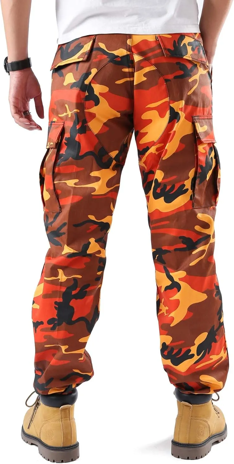 BACKBONE Mens Casual Camouflage Cargo Pants Army Military BDU Pants