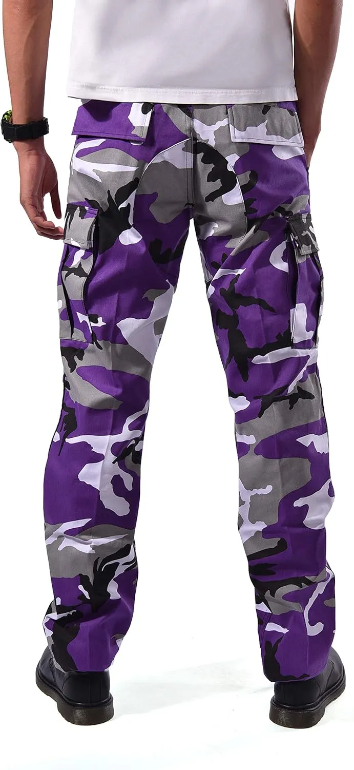 BACKBONE Mens Casual Camouflage Cargo Pants Army Military BDU Pants