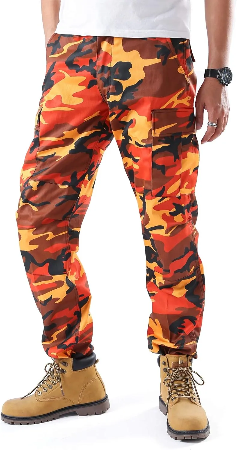 BACKBONE Mens Casual Camouflage Cargo Pants Army Military BDU Pants