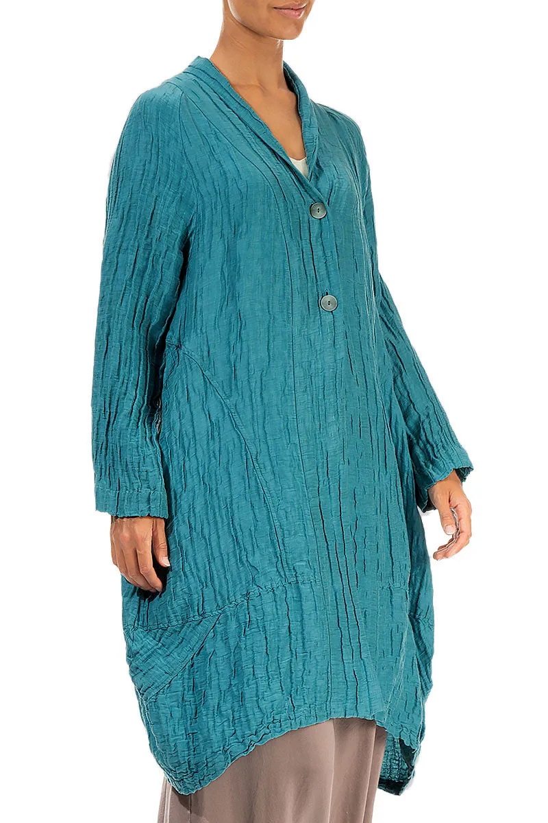 Balloon Crinkled Turquoise Silk Jacket