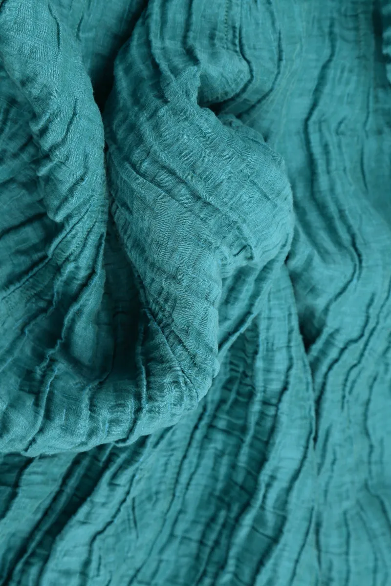 Balloon Crinkled Turquoise Silk Jacket