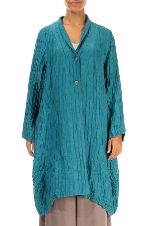 Balloon Crinkled Turquoise Silk Jacket