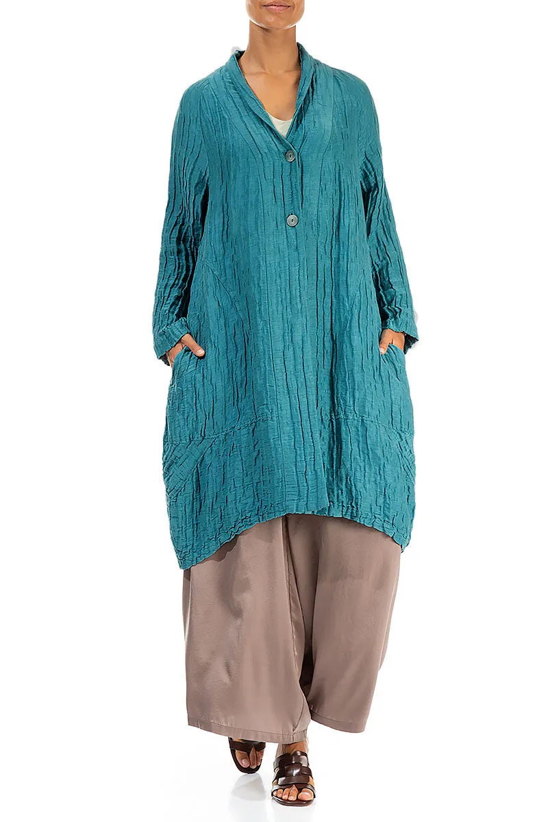 Balloon Crinkled Turquoise Silk Jacket