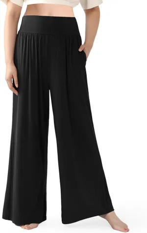 BAMBOO COOL Women Pajama Pants High Waisted Wide Leg with Pockets Lounge Sleep Bottoms Casual Lounge Yoga Pants