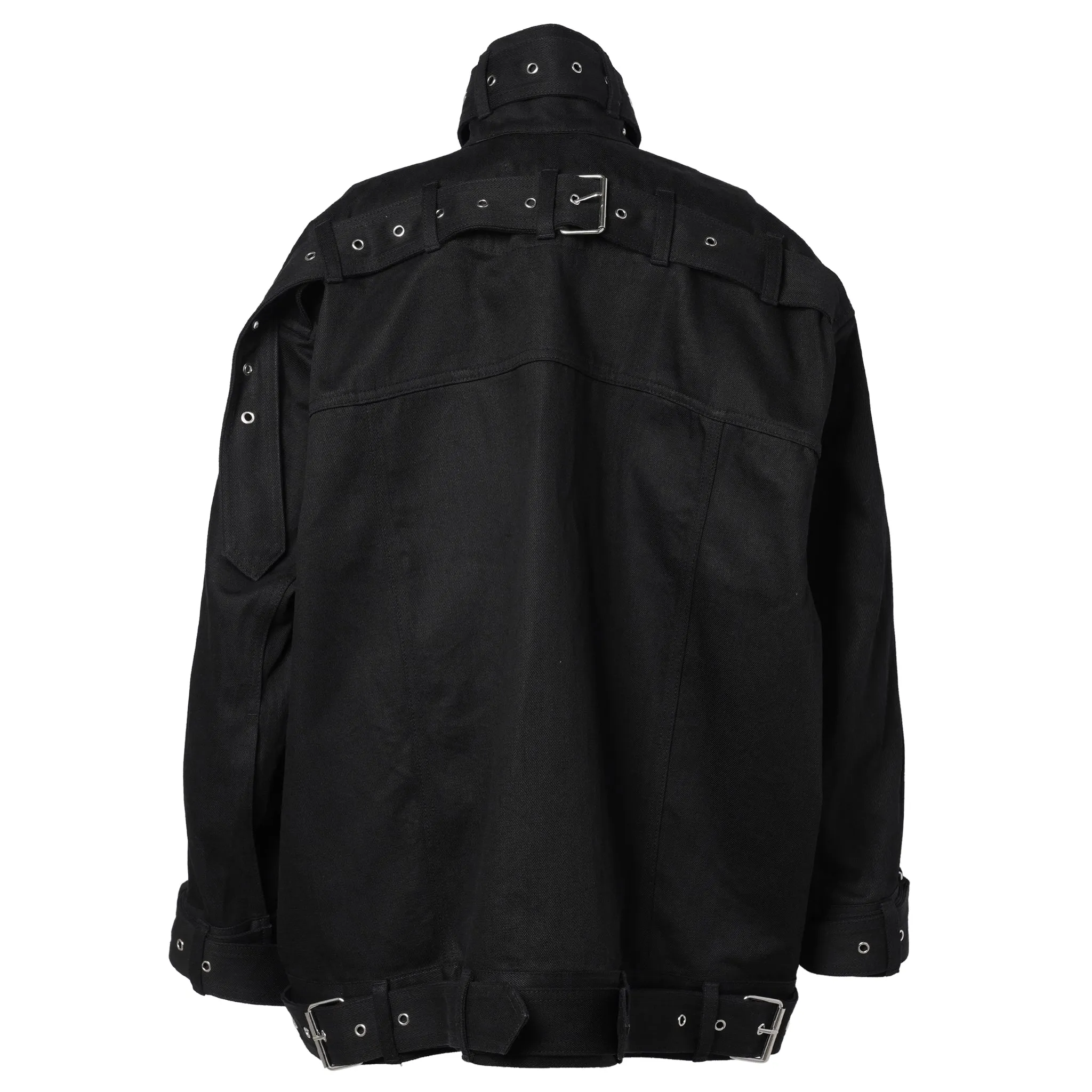 BELTED DENIM JACKET / BLACK CRISP DENIM