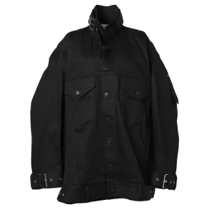 BELTED DENIM JACKET / BLACK CRISP DENIM