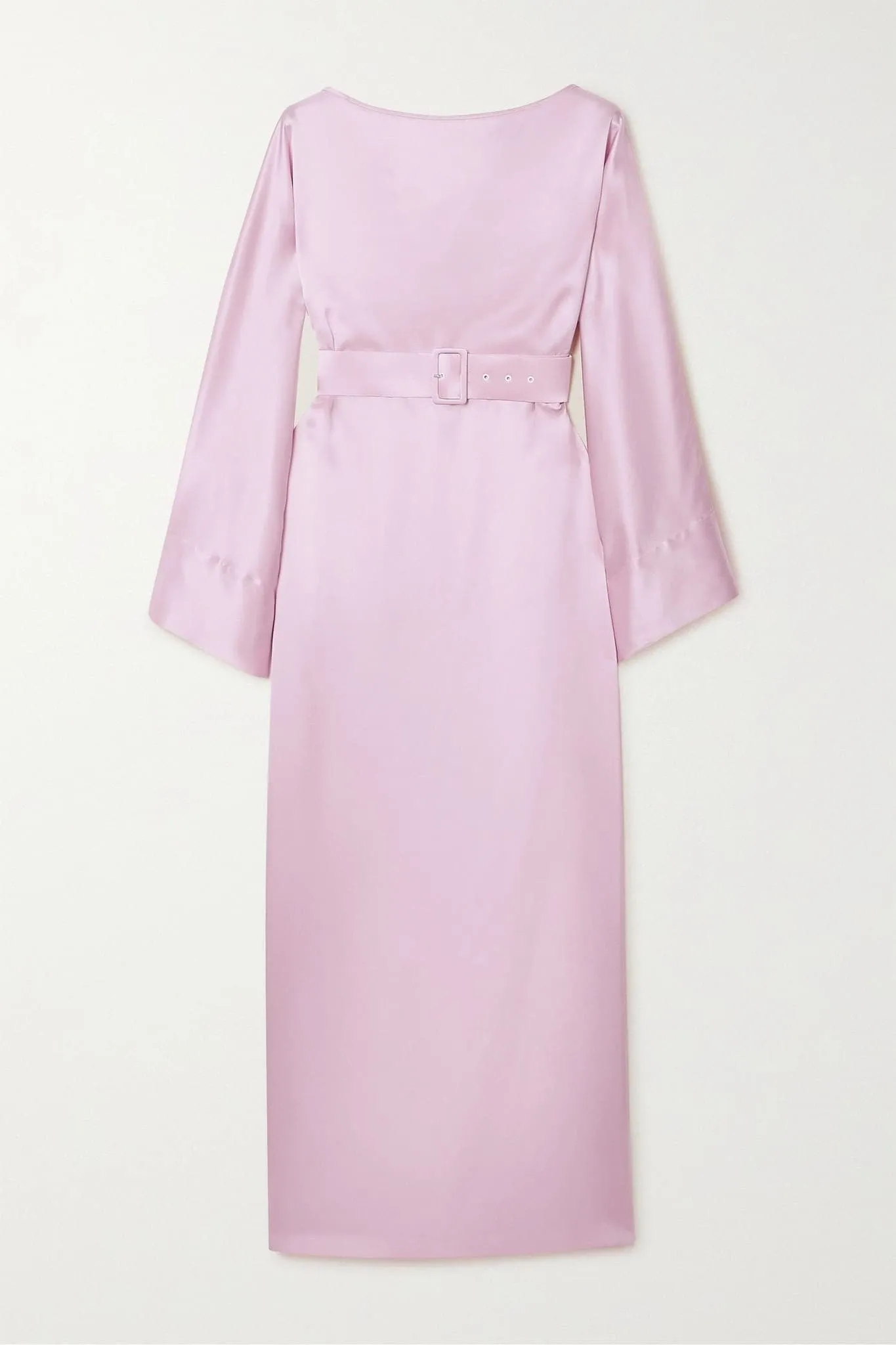 Belted silk-satin midi dress