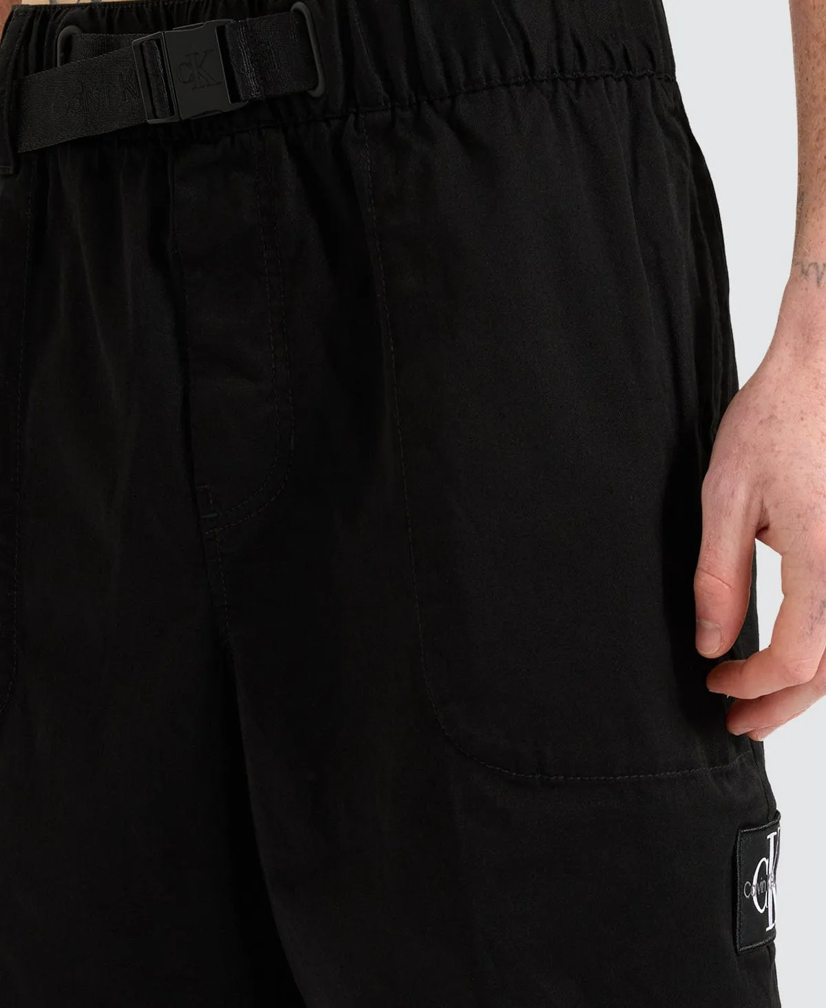 Belted Woven Shorts Black