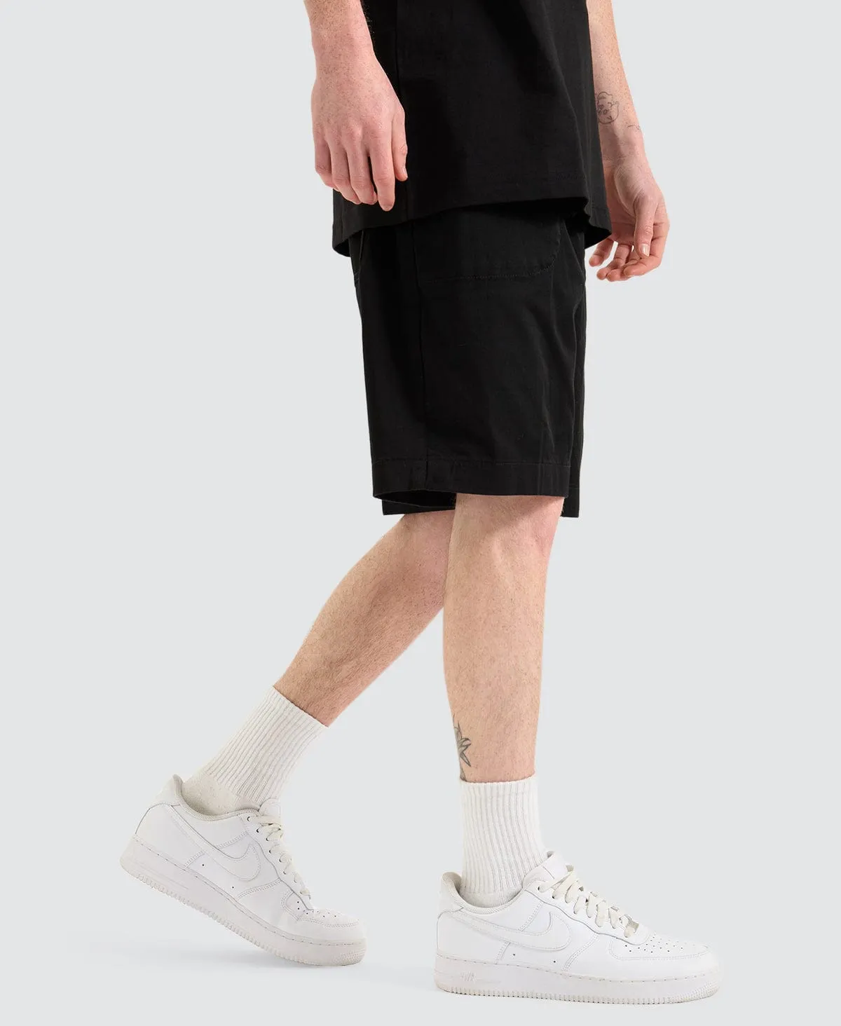 Belted Woven Shorts Black