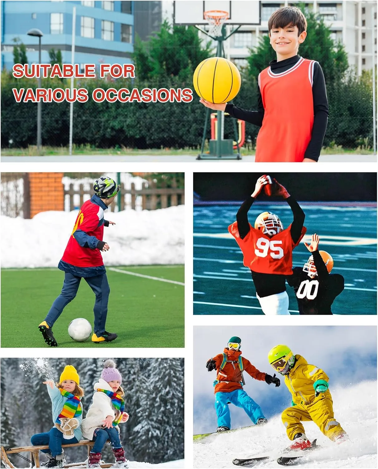 Blueleaf Youth Boys' Thermal Compression Shirt Mock Neck Long Sleeve Fleece Lined Base Layer Football Baseball Undershirt