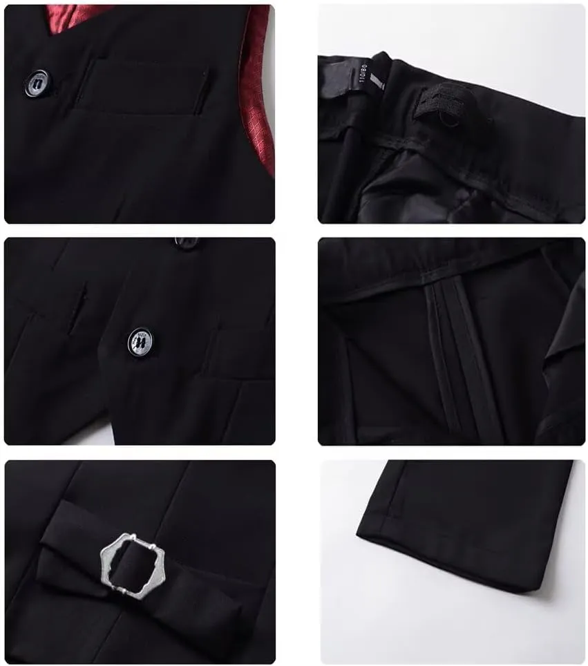 Boys 4-Pieces Suits Slim Fit Kids Outfits Vest Dress Pants Sets Formal Suit for Boy