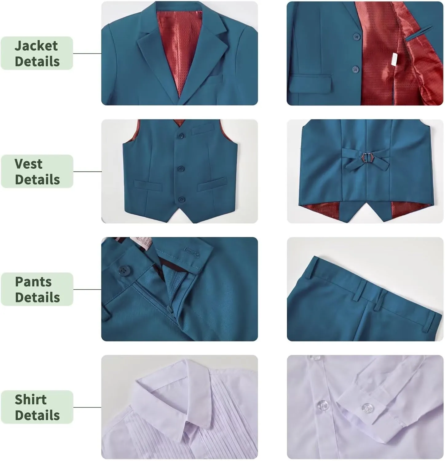 Boys Suit for Kids 6 Pieces Formal Dresswear Set Teen Boys Tuxedo Suits for Wedding Graduation