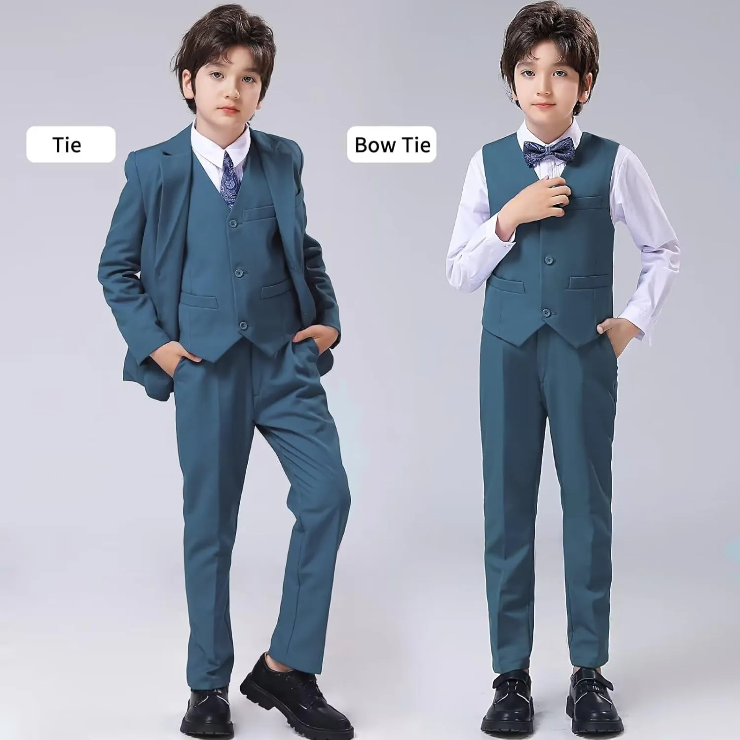 Boys Suit for Kids 6 Pieces Formal Dresswear Set Teen Boys Tuxedo Suits for Wedding Graduation