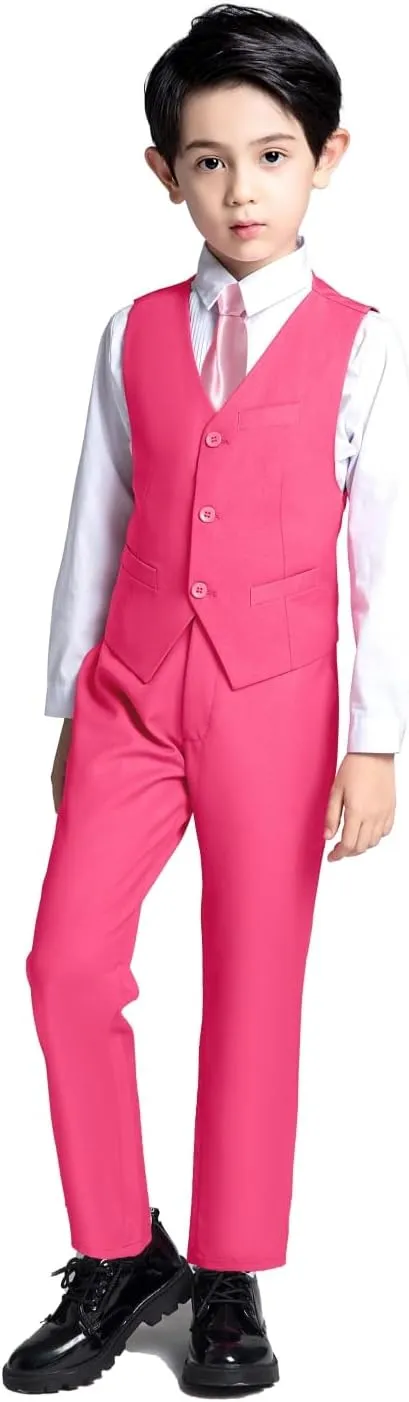 Boys Suit for Kids Toddler Boy 4-Piece Wedding Tuxedo Suits Vest and Pants Set