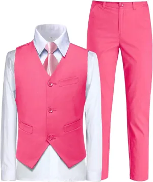 Boys Suit for Kids Toddler Boy 4-Piece Wedding Tuxedo Suits Vest and Pants Set