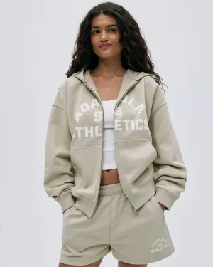 Campus Oversized Full Zip Hoodie - Stone