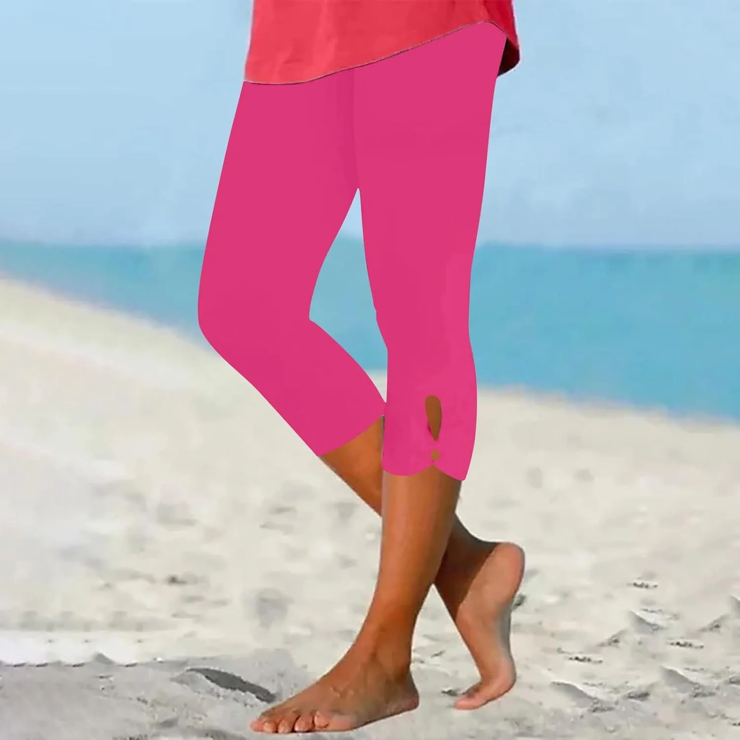 Capri Leggings for Women Summer Dressy Biker Shorts Cropped High Waist Yoga Pants Stretchy Workout Compression Pant