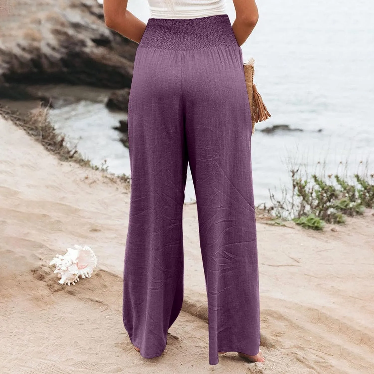 Capri Pants for Women,Women High Waisted Capri Pants Wide Leg Summer Capris Casual Palazzo Pants with Pockets