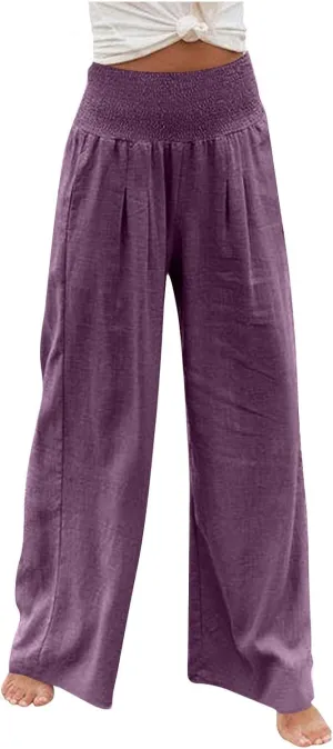 Capri Pants for Women,Women High Waisted Capri Pants Wide Leg Summer Capris Casual Palazzo Pants with Pockets