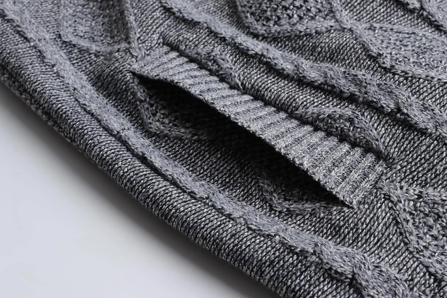 Cardigan Men's Long Sleeve Stand-up Collar Cardigan Fleece Jacket with Cable Knit Zipper Jacket Knitted Sweater