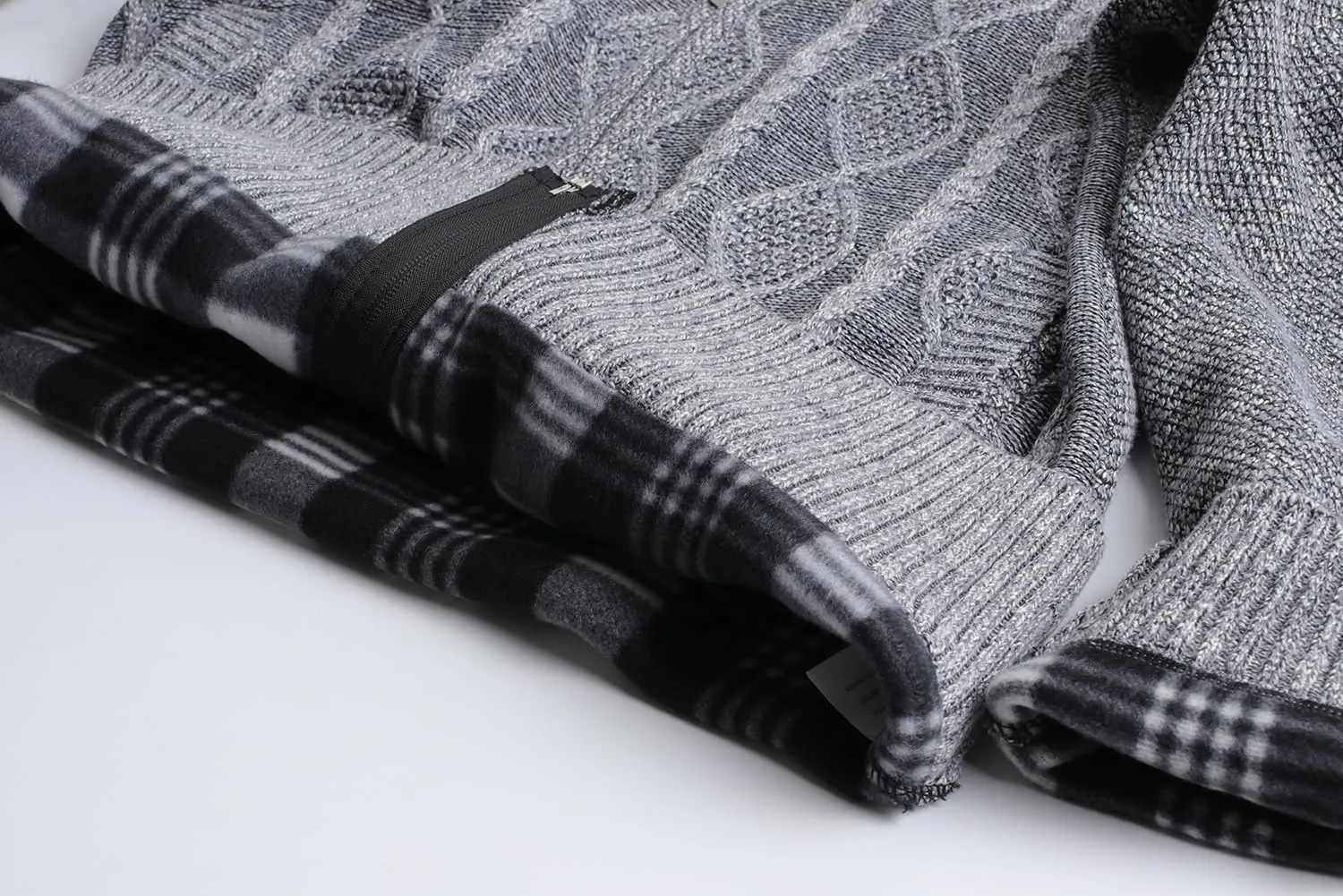 Cardigan Men's Long Sleeve Stand-up Collar Cardigan Fleece Jacket with Cable Knit Zipper Jacket Knitted Sweater