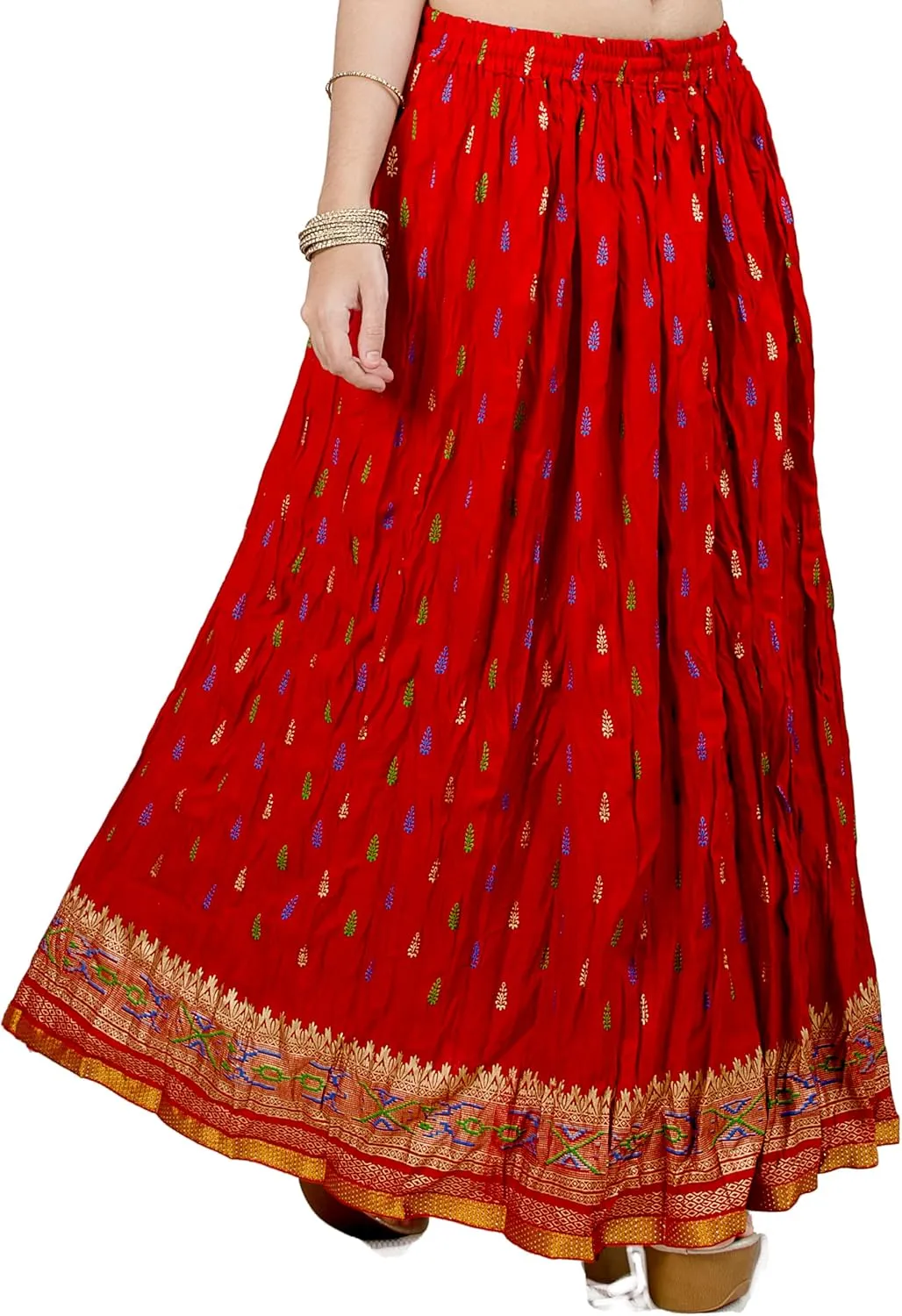 Chandrakala Flowy Long Skirt for Women A Line Casual Beach Party Holiday Maxi Skirts (S115-P)