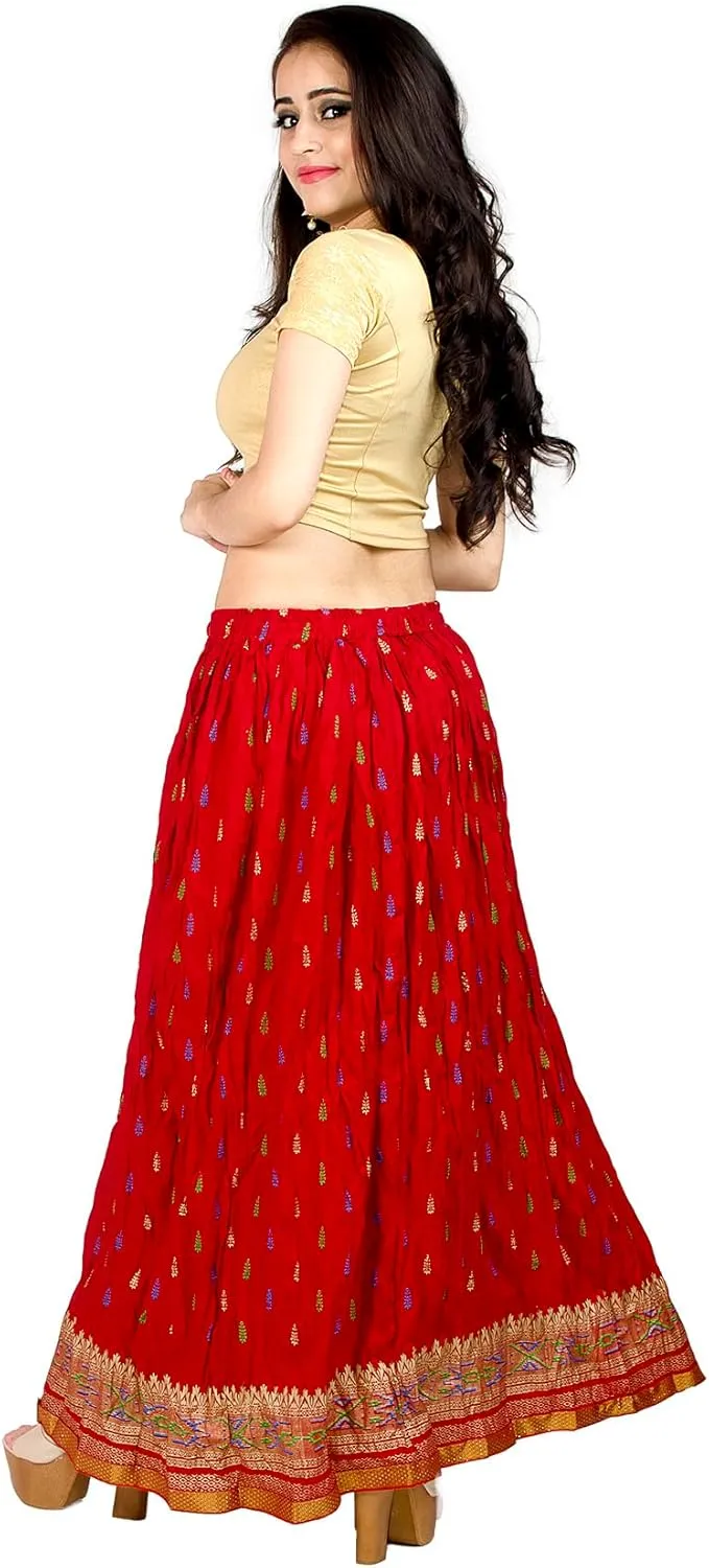 Chandrakala Flowy Long Skirt for Women A Line Casual Beach Party Holiday Maxi Skirts (S115-P)