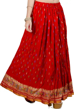 Chandrakala Flowy Long Skirt for Women A Line Casual Beach Party Holiday Maxi Skirts (S115-P)
