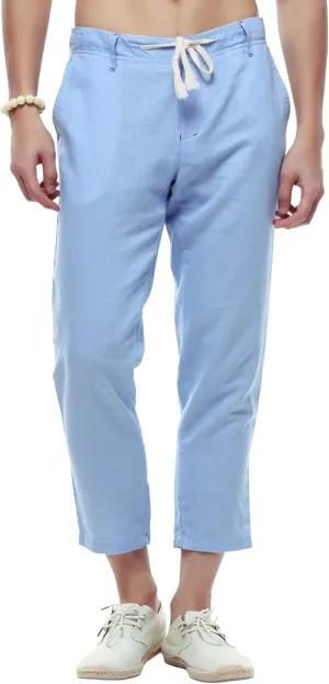 chouyatou Men's Casual Drawstring Straight Fit Beach Linen Capri Pants
