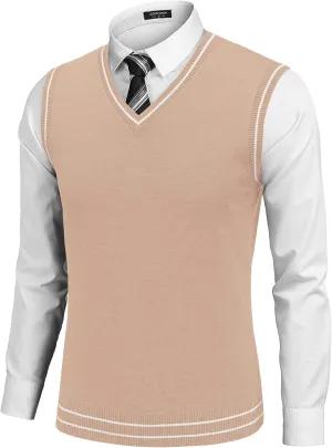 COOFANDY Men's Sleeveless Sweater Vest Lightweight V-Neck Cotton Vest Pullover