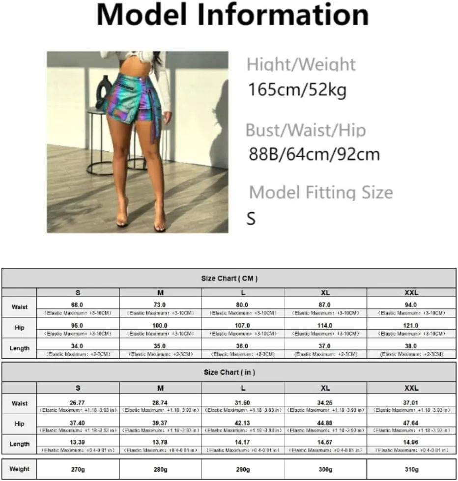cu4eve Faux Leather Shorts for Women Slit PU High Waisted Cargo Metallic Mini Skirt Skorts Dressy Casual Club