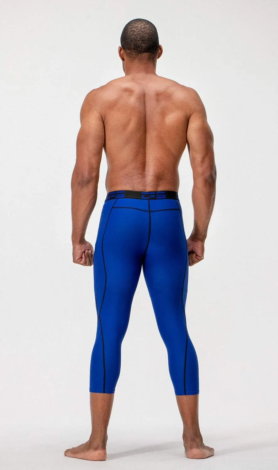 DEVOPS 2 Pack Men's 3/4 Compression Pants Athletic Leggings with Pocket
