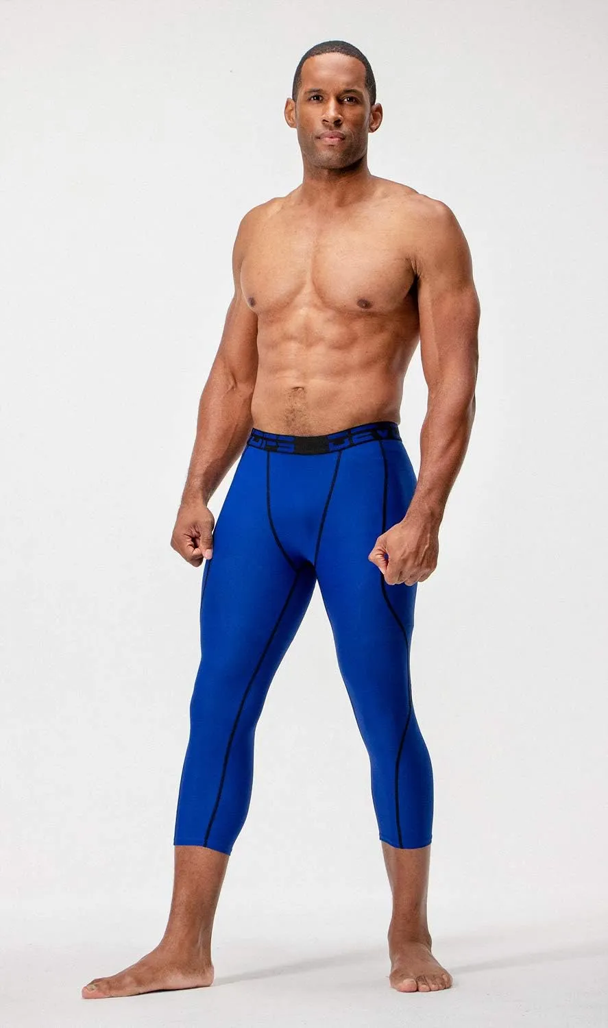 DEVOPS 2 Pack Men's 3/4 Compression Pants Athletic Leggings with Pocket