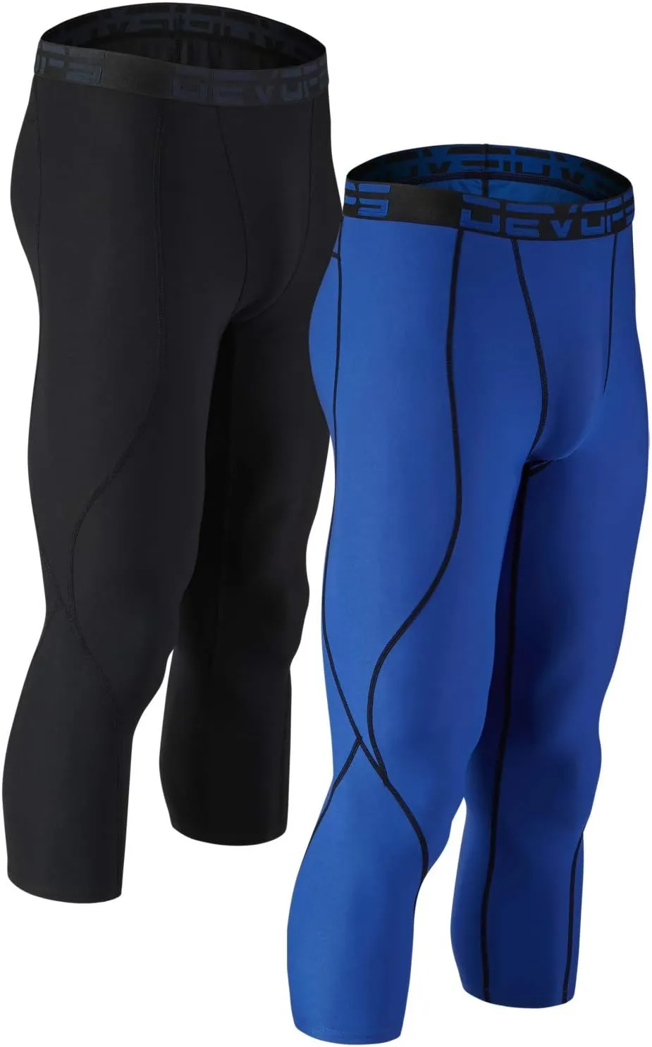 DEVOPS 2 Pack Men's 3/4 Compression Pants Athletic Leggings with Pocket