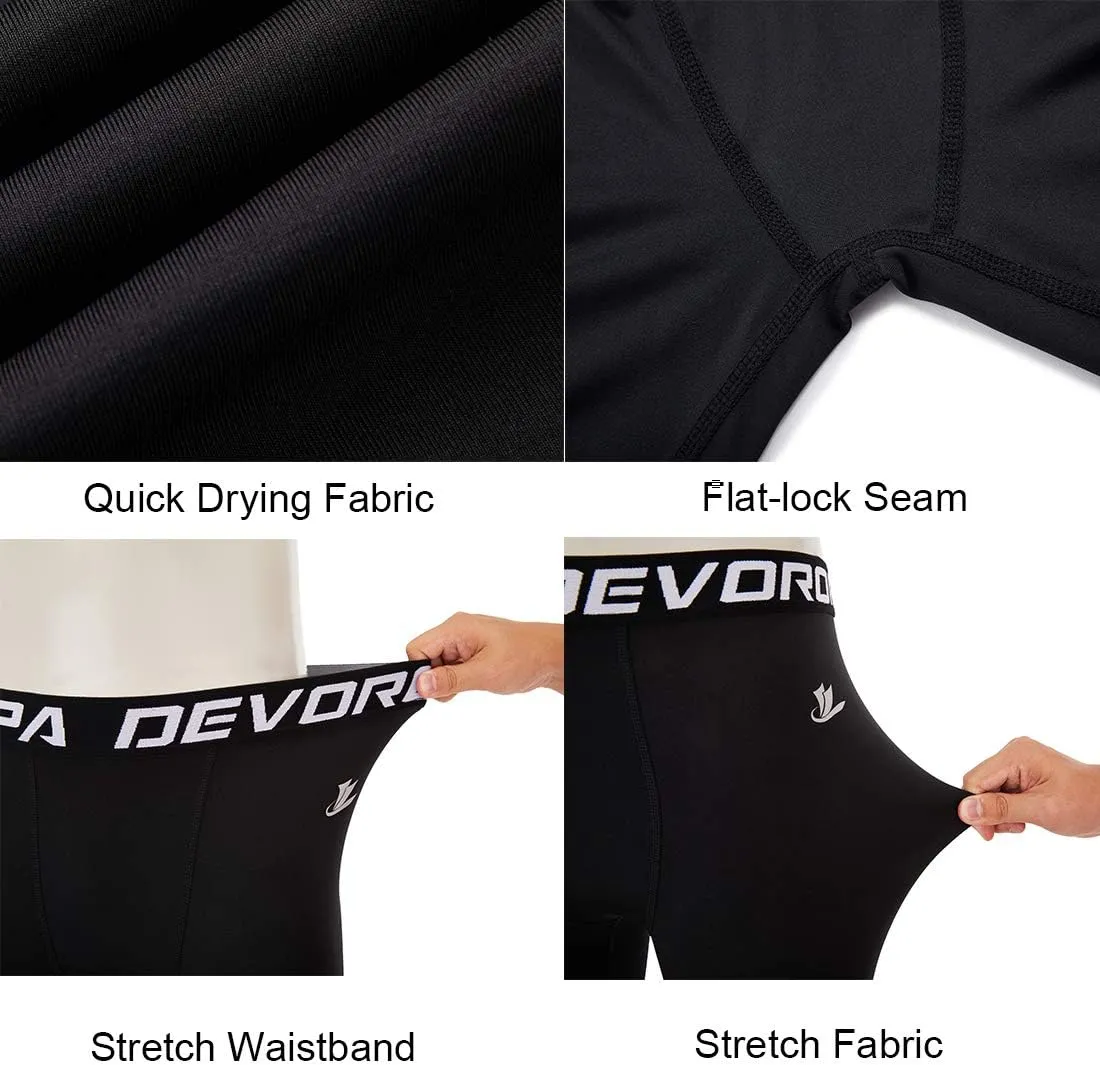 DEVOROPA Boys Leggings Quick Dry Youth Compression Pants Sports Tights Basketball Baseball Base Layer Husky/Slim/Regular Fit