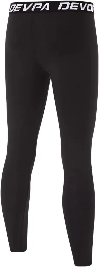 DEVOROPA Boys Leggings Quick Dry Youth Compression Pants Sports Tights Basketball Baseball Base Layer Husky/Slim/Regular Fit