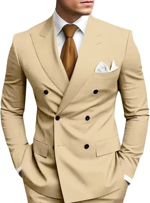 Double Breasted Suit Men 2 Piece Slim Fit Mens Suit Blazer Pants Set Wedding Prom Homecoming Suits