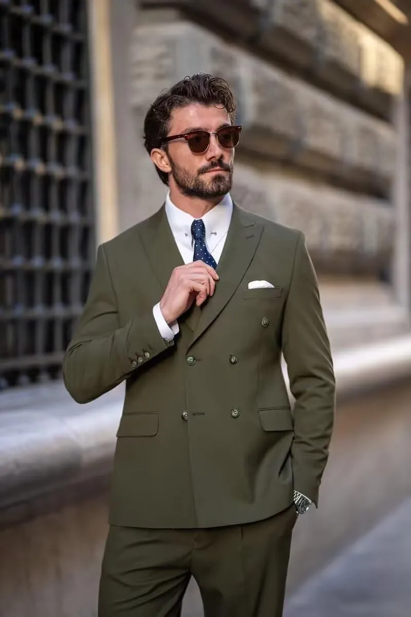 Double Breasted Suit Men 2 Piece Slim Fit Mens Suit Blazer Pants Set Wedding Prom Homecoming Suits