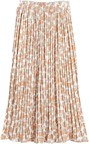 Dvbfufv Women Elastic High Waist Chiffon Pleated Skirts Womens Summer Casual Print Midi Skirt