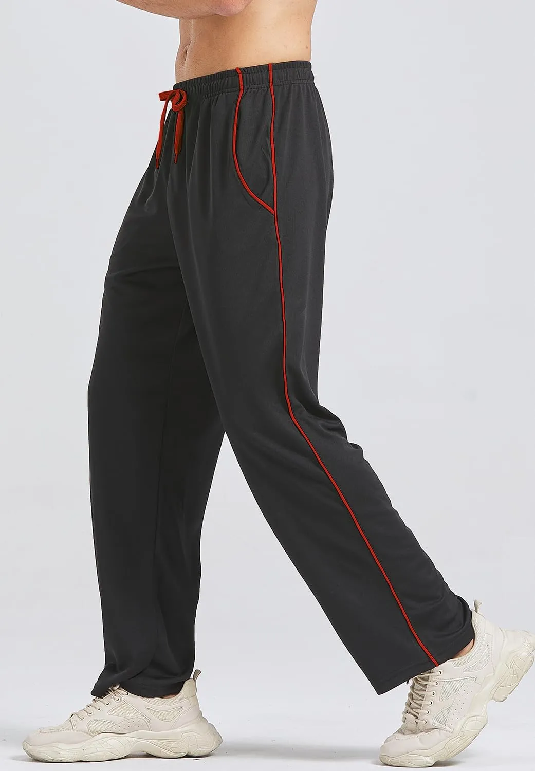 DWUGD'L 3Pack Men's Lightweight Sweatpants with Pockets Open Bottom Athletic Pants for Workout,Jogging,Gym,Running,Training