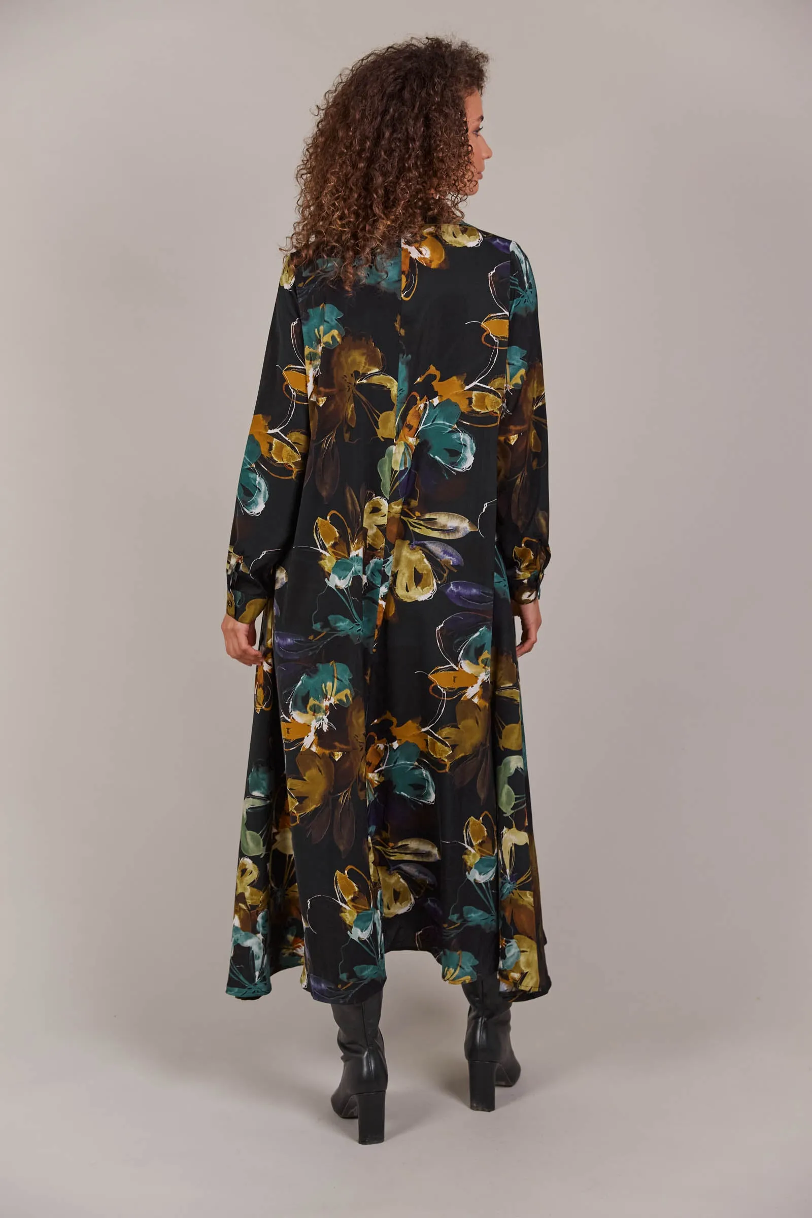 Elsie Shirt Dress - Botanical Black